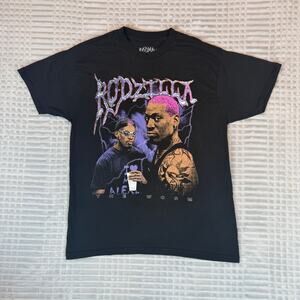 Rodzilla Lightning Black T-Shirt Adult Large Rodman Apparel Graphic Tee